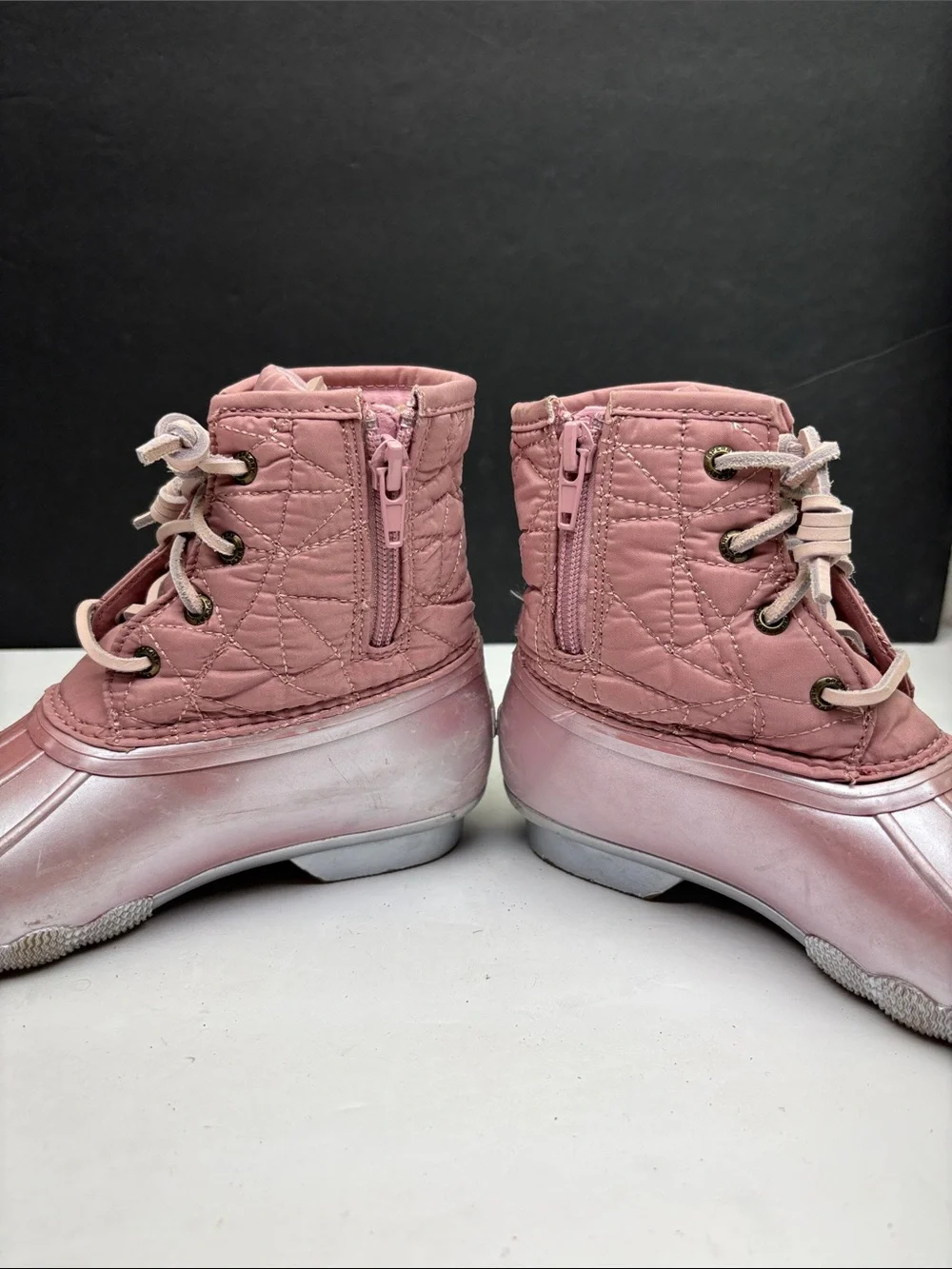 Sperry kids Pink Duck Boot Waterproof Ankle Boots, sz 3 little girl, box 77